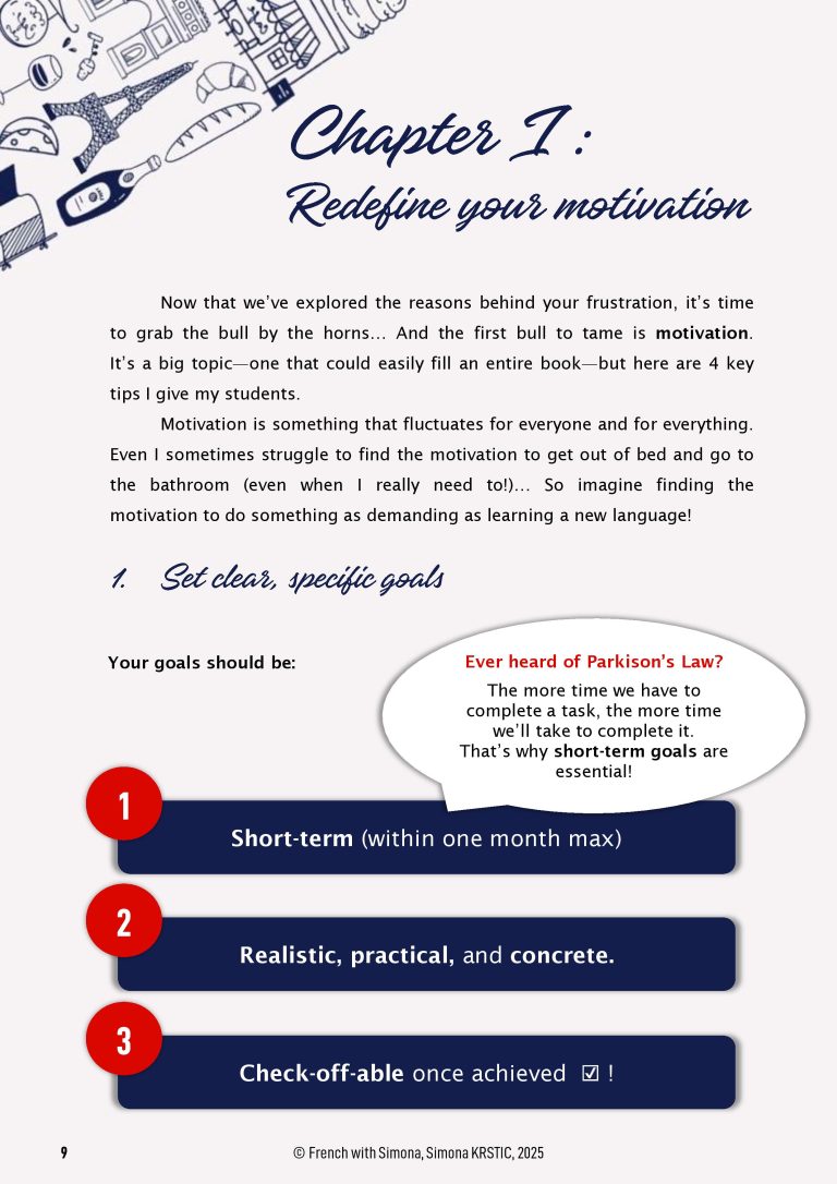 Redefine your motivation to learn french advice