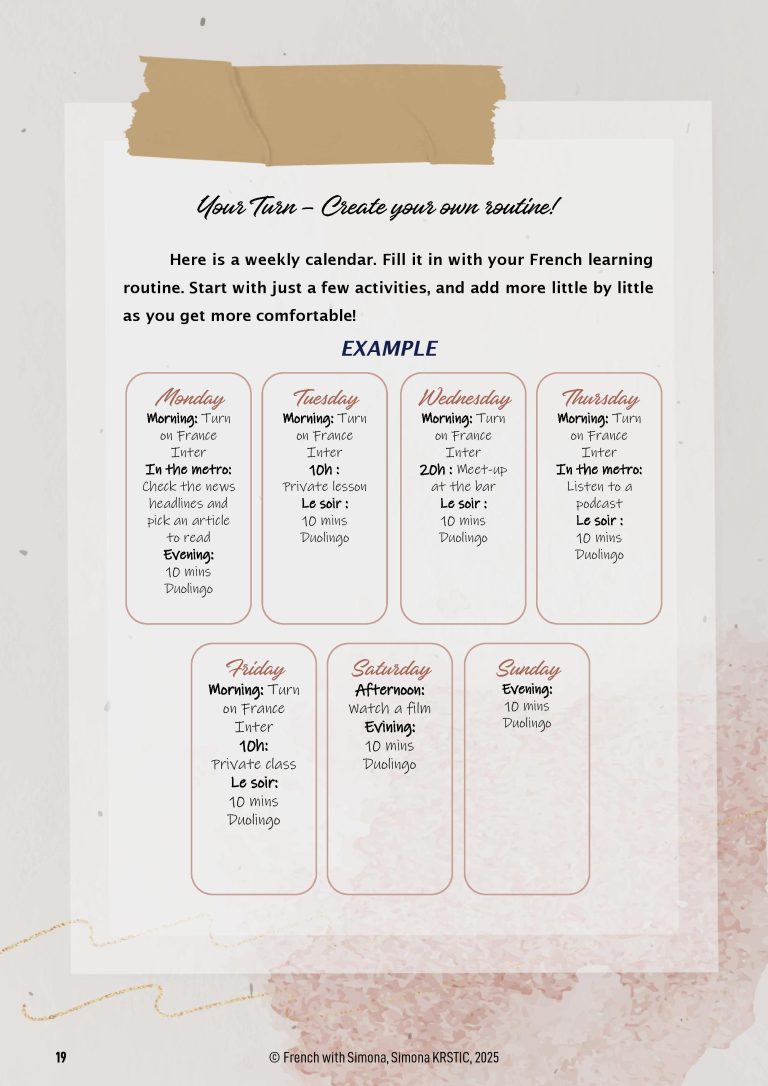 What's your timetable to learn French?