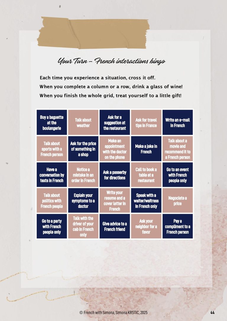 Bingo apprendre français